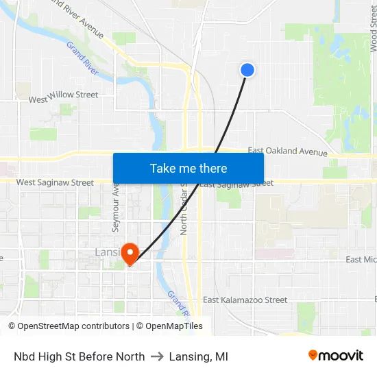Nbd High St Before North to Lansing, MI map