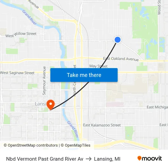 Nbd Vermont Past Grand River Av to Lansing, MI map