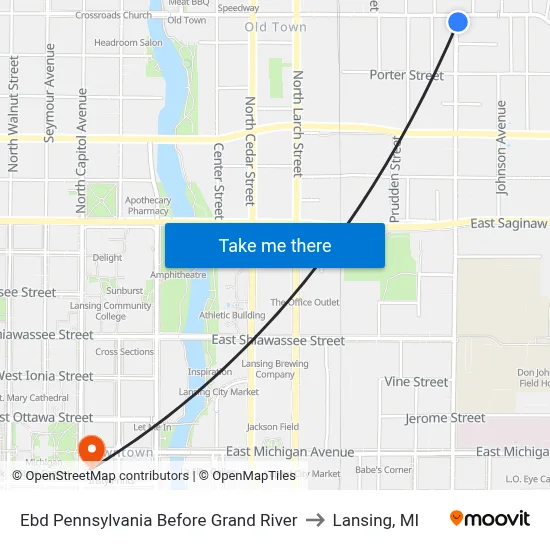 Ebd Pennsylvania Before Grand River to Lansing, MI map