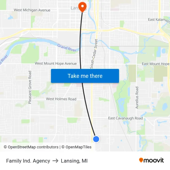 Family Ind. Agency to Lansing, MI map