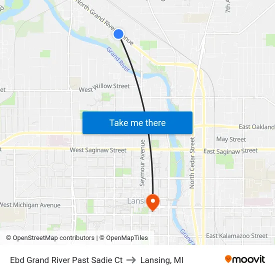 Ebd Grand River Past Sadie Ct to Lansing, MI map