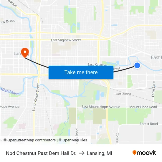 Nbd Chestnut Past Dem Hall Dr. to Lansing, MI map