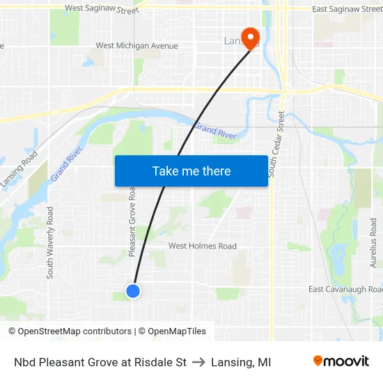 Nbd Pleasant Grove at Risdale St to Lansing, MI map