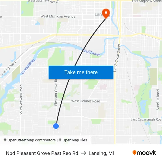 Nbd Pleasant Grove Past Reo Rd to Lansing, MI map