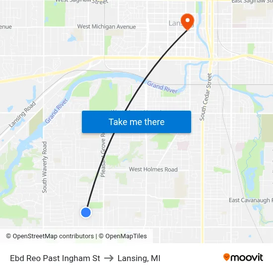 Ebd Reo Past Ingham St to Lansing, MI map