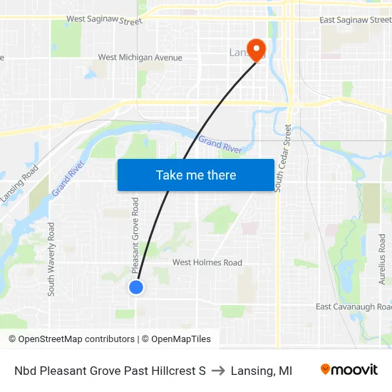 Nbd Pleasant Grove Past Hillcrest S to Lansing, MI map