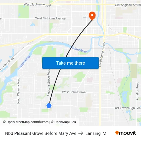 Nbd Pleasant Grove Before Mary Ave to Lansing, MI map