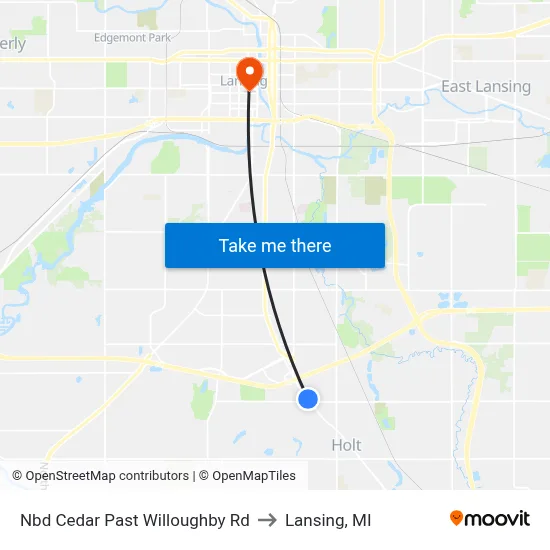 Nbd Cedar Past Willoughby Rd to Lansing, MI map