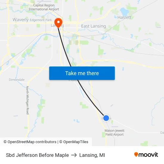 Sbd Jefferson Before Maple to Lansing, MI map