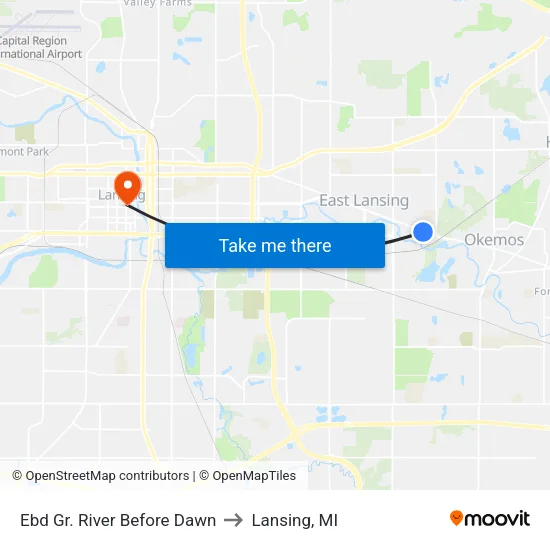 Ebd Gr. River Before Dawn to Lansing, MI map