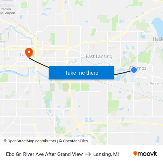 Ebd Gr. River Ave After Grand View to Lansing, MI map