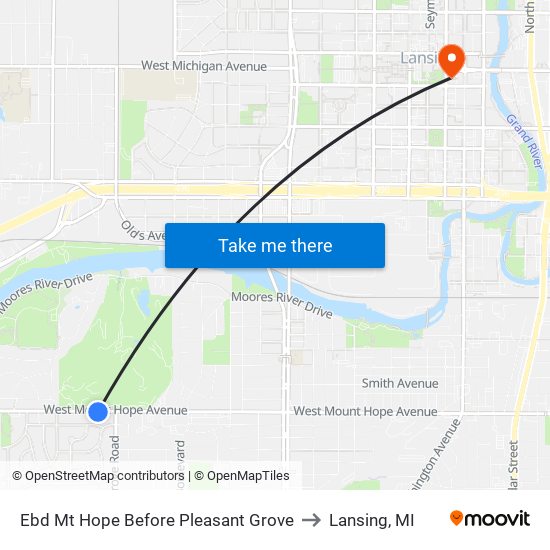 Ebd Mt Hope Before Pleasant Grove to Lansing, MI map