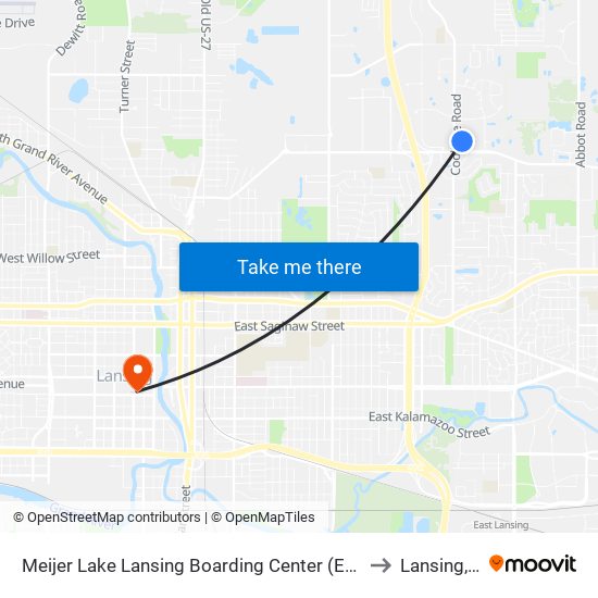 Meijer Lake Lansing Boarding Center (East Side) to Lansing, MI map