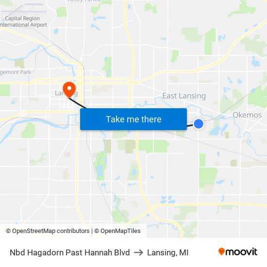 Nbd Hagadorn Past Hannah Blvd to Lansing, MI map