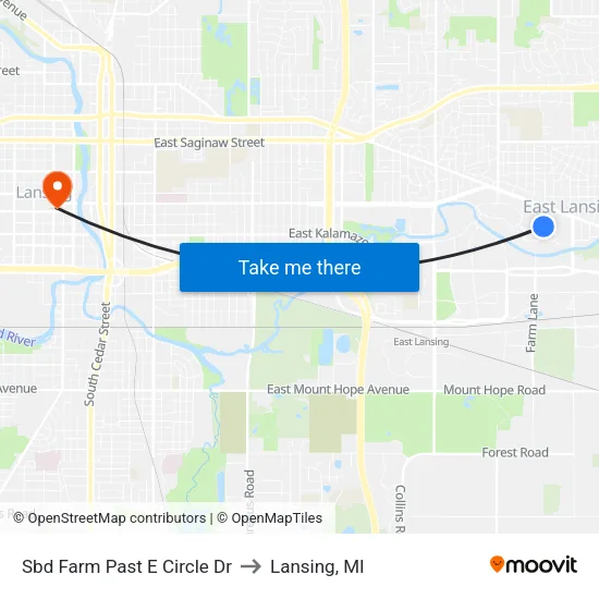 Sbd Farm Past E Circle Dr to Lansing, MI map