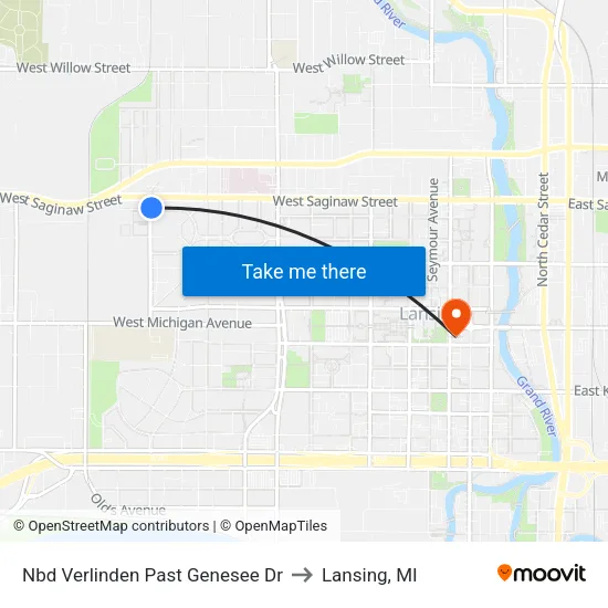 Nbd Verlinden Past Genesee Dr to Lansing, MI map