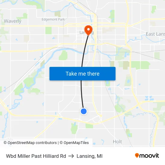 Wbd Miller Past Hilliard Rd to Lansing, MI map