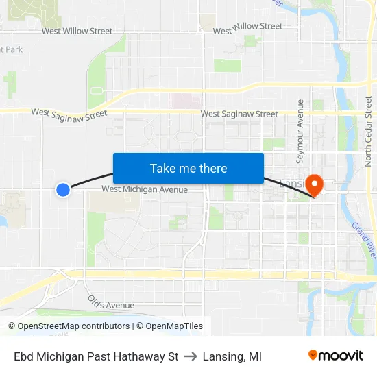 Ebd Michigan Past Hathaway St to Lansing, MI map
