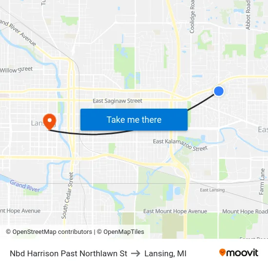 Nbd Harrison Past Northlawn St to Lansing, MI map