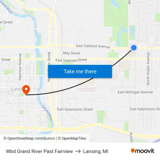 Wbd Grand River Past Fairview to Lansing, MI map