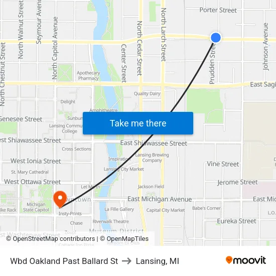 Wbd Oakland Past Ballard St to Lansing, MI map