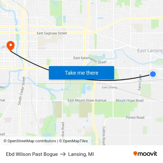 Ebd Wilson Past Bogue to Lansing, MI map