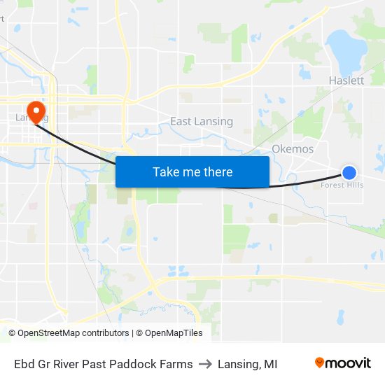 Ebd Gr River Past Paddock Farms to Lansing, MI map