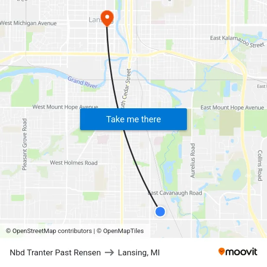 Nbd Tranter Past Rensen to Lansing, MI map