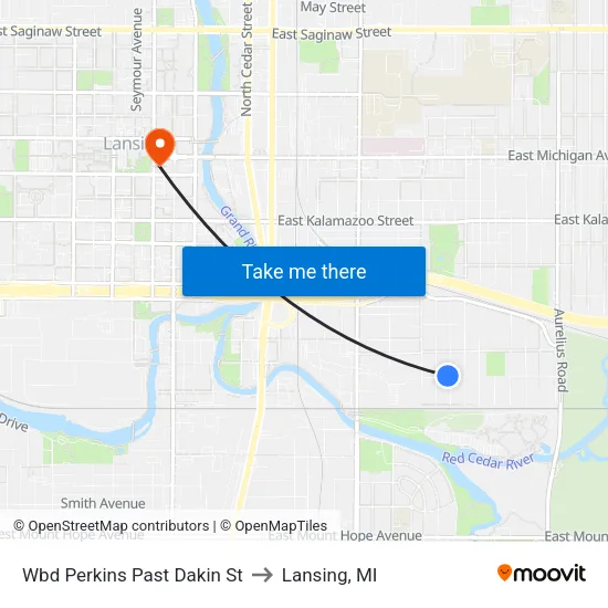Wbd Perkins Past Dakin St to Lansing, MI map