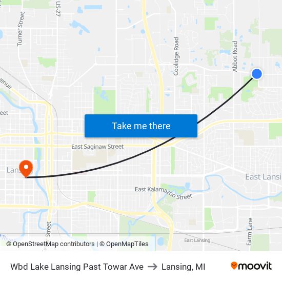 Wbd Lake Lansing Past Towar Ave to Lansing, MI map