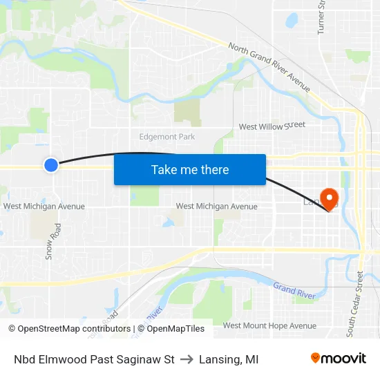 Nbd Elmwood Past Saginaw St to Lansing, MI map