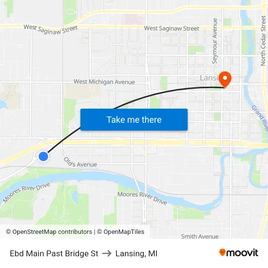 Ebd Main Past Bridge St to Lansing, MI map