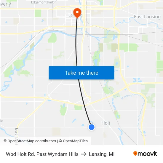 Wbd Holt Rd. Past Wyndam Hills to Lansing, MI map