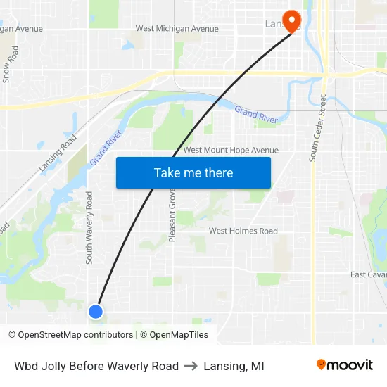 Wbd Jolly Before Waverly Road to Lansing, MI map