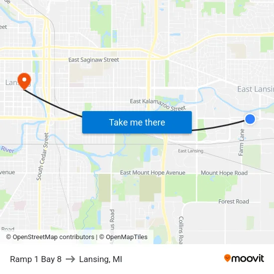 Ramp 1 Bay 8 to Lansing, MI map