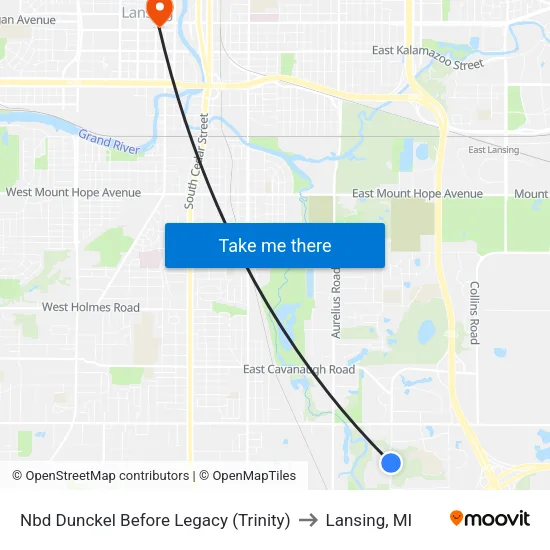 Nbd Dunckel Before Legacy (Trinity) to Lansing, MI map
