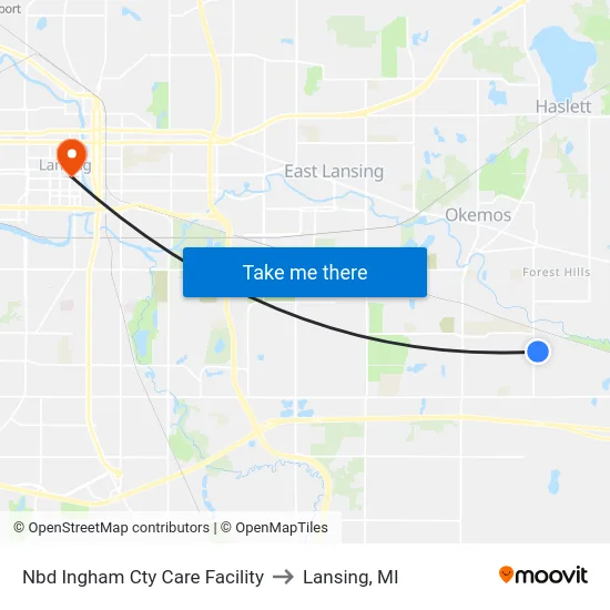 Nbd Ingham Cty Care Facility to Lansing, MI map