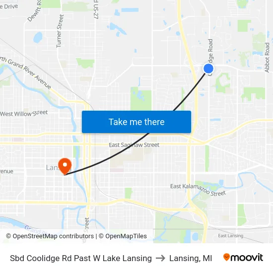 Sbd Coolidge Rd Past W Lake Lansing to Lansing, MI map