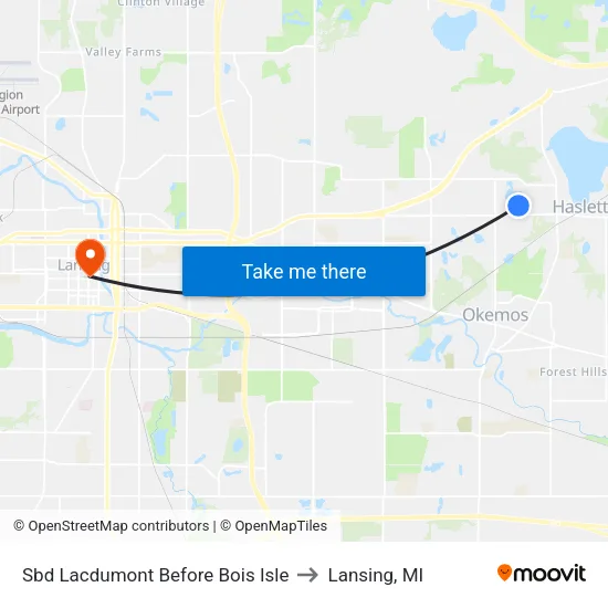 Sbd Lacdumont Before Bois Isle to Lansing, MI map