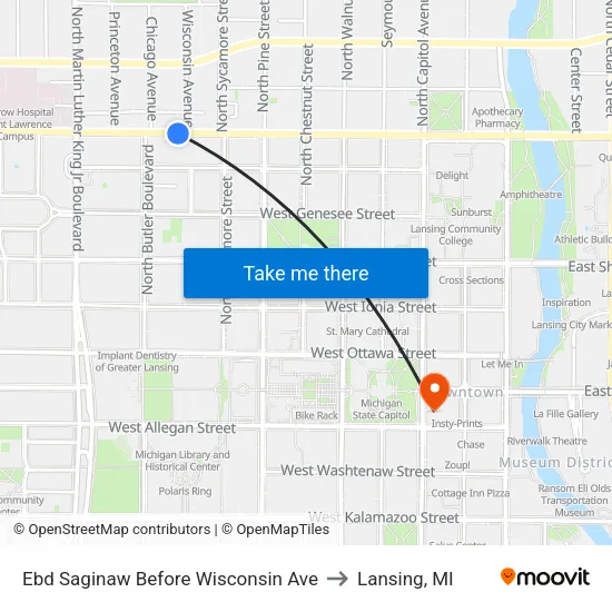 Ebd Saginaw Before Wisconsin Ave to Lansing, MI map