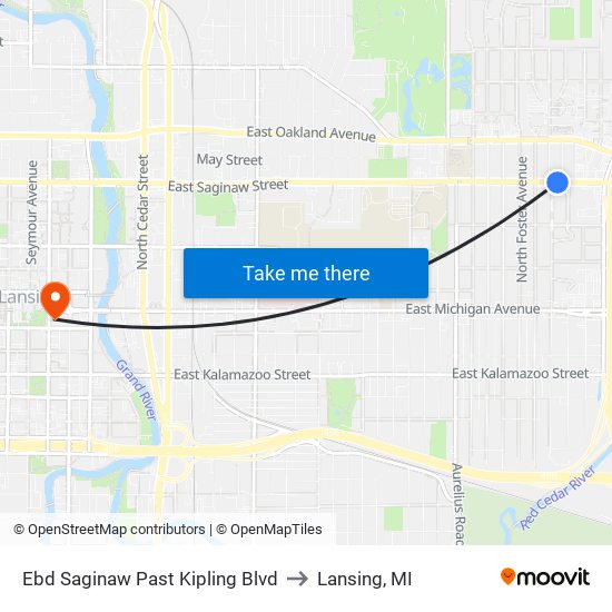 Ebd Saginaw Past Kipling Blvd to Lansing, MI map