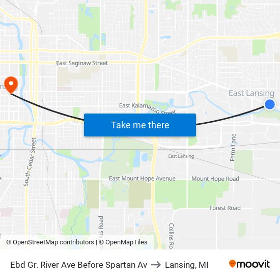 Ebd Gr. River Ave Before Spartan Av to Lansing, MI map