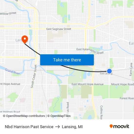Nbd Harrison Past Service to Lansing, MI map