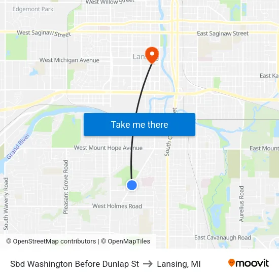 Sbd Washington Before Dunlap St to Lansing, MI map