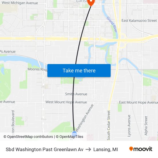 Sbd Washington Past Greenlawn Av to Lansing, MI map