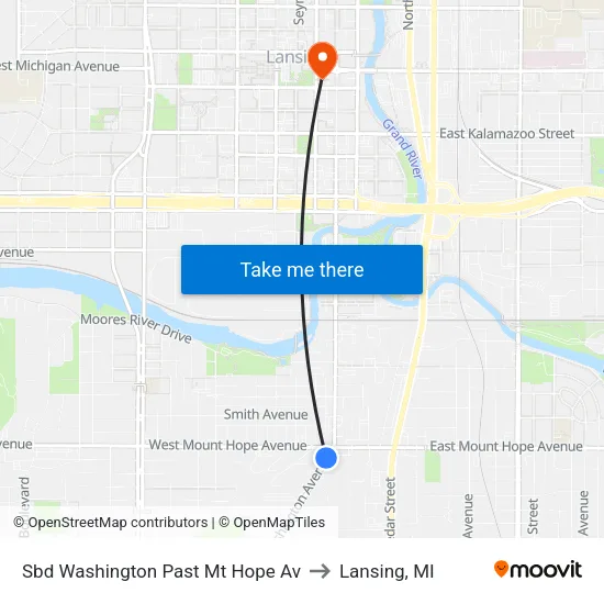 Sbd Washington Past Mt Hope Av to Lansing, MI map