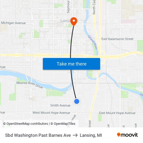 Sbd Washington Past Barnes Ave to Lansing, MI map