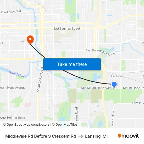 Middlevale Rd Before S Crescent Rd to Lansing, MI map