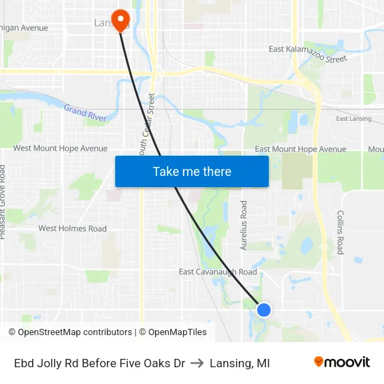 Ebd Jolly Rd Before Five Oaks Dr to Lansing, MI map