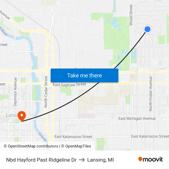Nbd Hayford Past Ridgeline Dr to Lansing, MI map